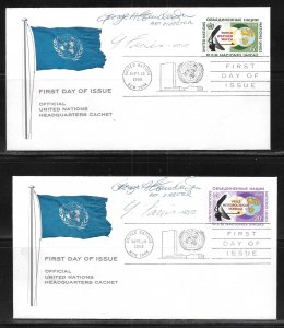 United Nations NY 188-89 WWW Headquarters Cachet FDC Signed by Designer