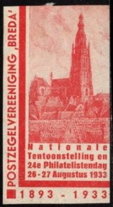 1933 Netherlands Poster Stamp 24th National Exhibition and Philatelist Day