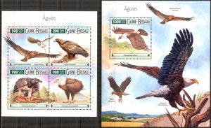 Guinea Bissau 2015 Birds Eagles sheet + S/S MNH