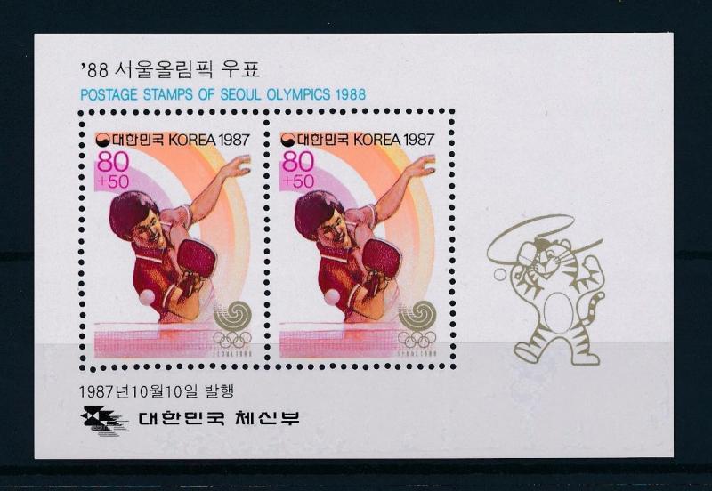 [55539] Korea 1987 Olympic games Seoul Tabletennis MNH Sheet