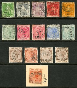 Barbados #50 / #69A 1875-1892 Britannia & Queen Victoria Issues w/EFO #69A Used