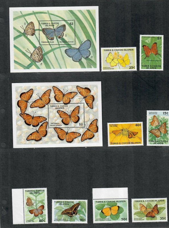 Turks+Caicos Sc#826-835 M/NH/VF, Butterflies, Cv. $30.40