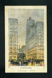 Picture Post Card of Congress St. after the Opera, Chicago, IL dated 8-19-1918