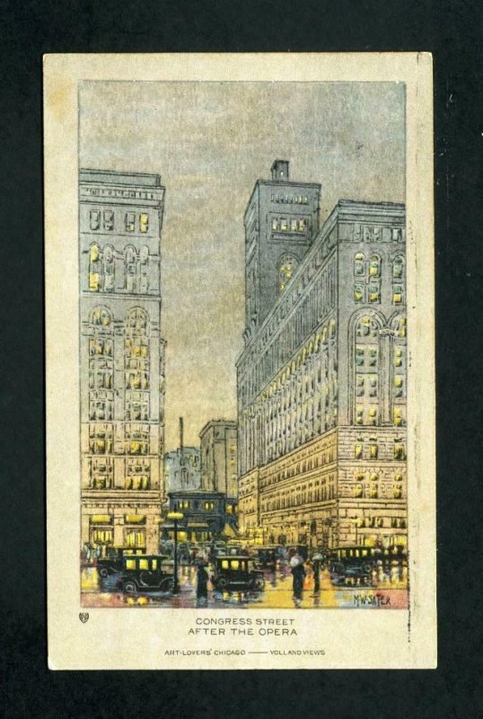 Picture Post Card of Congress St. after the Opera, Chicago, IL dated 8-19-1918