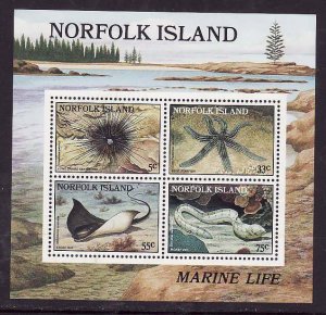 Norfolk Is.-Sc#380a-unused NH sheet-Marine Life-Fish-1986-