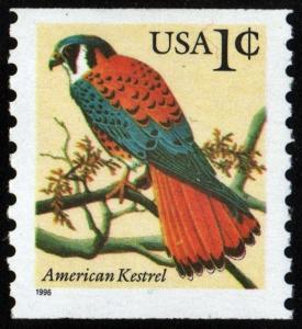 SC#3044 1¢ American Kestrel Coil Single (1996) MNH