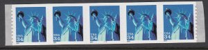 USA PNC SC# 3477 LIBERTY FIRST CLASS $0.34c PL# 2222 SELF ADHESIVE PNC5 MNH