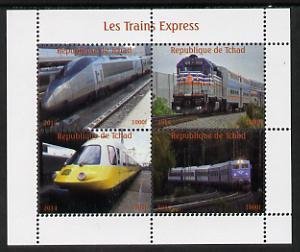 CHAD - 2014 - High Speed Trains - Perf 4v Sheet #2 - M N H - Private Issue