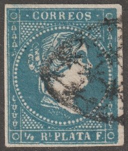 Cuba, stamp, Scott#12,  used, hinged,  1/2rp,  blue