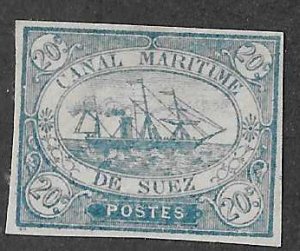 Egypt (Suez Canal) Sc #L3  20c blue (imperf) OG FVF