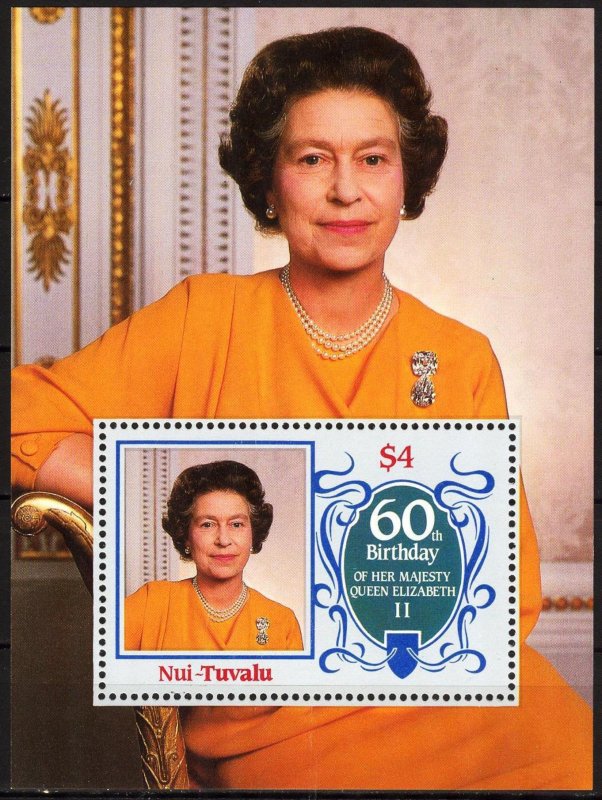 Tuvalu - Nui 1986 60th Birthday of Queen Mother Elizabeth II S/S MNH