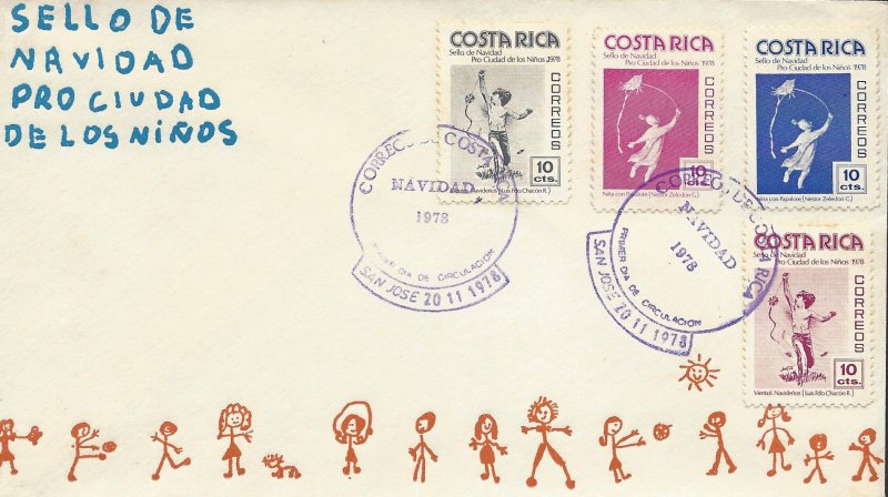 COSTA RICA PAINTINGS,PRO-CIUDAD de los NIÑOS, Sc RA77-RA80 FDC 1978