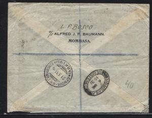 EAST AFRICA AND UGANDA (P0302B) 1931 KGV  8 VALUES REG A/M TO ITALY,  B/S