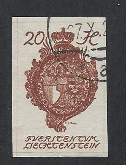 LIECHTENSTEIN SC# 21 VF/U 1920