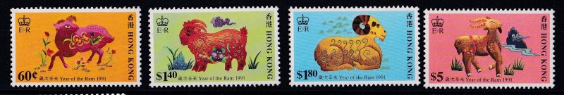 HONG KONG 1991,Year of the Ram  MNH set  # 584-587