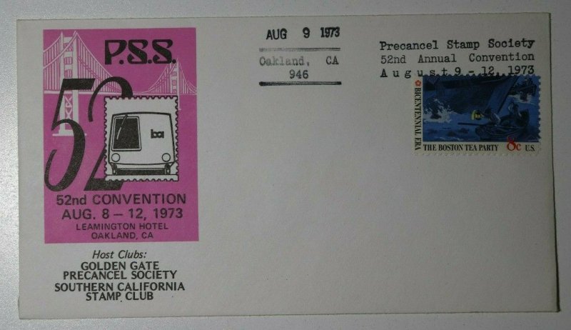 PSS Convention Lexington Hotel Oakland CA 1973 Philatelic Expo Cachet Cover 