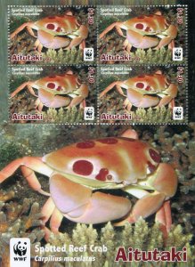 Aitutaki (Cook Islands) 2014 WWF SPOTTED REEF CRABS Sheet Perforated Mint (NH)