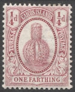 TURKS & CAICOS 1910 Sc 23  1/4d claret Cactus MLH VF