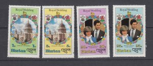 J44178 JL stamps 1981 bhutan set mnh #317-20 royality