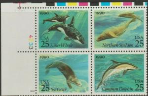 ALLY'S STAMPS US Plate Block Scott #2508-11 25c Sea Creatures [4] MNH [STK]