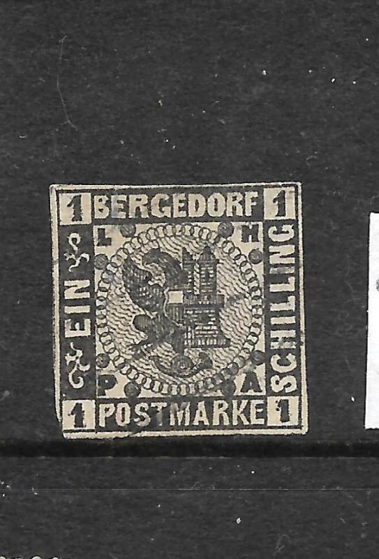 BERGEDORF  1861-67  1s  BLACK IMPERF  FU   SIGNEDx2   Sc 2  SG 4