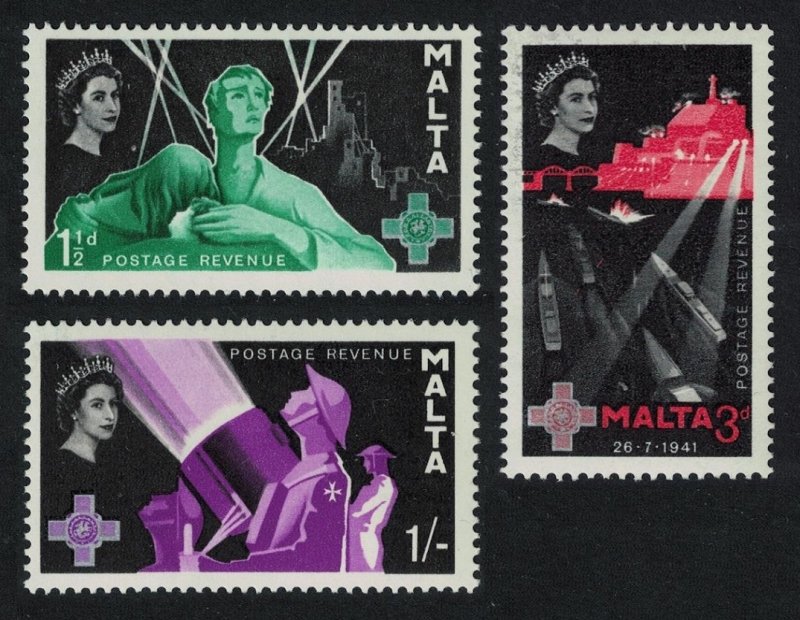 Malta George Cross Commemoration 2nd series 3v 1958 MNH SG#289-291