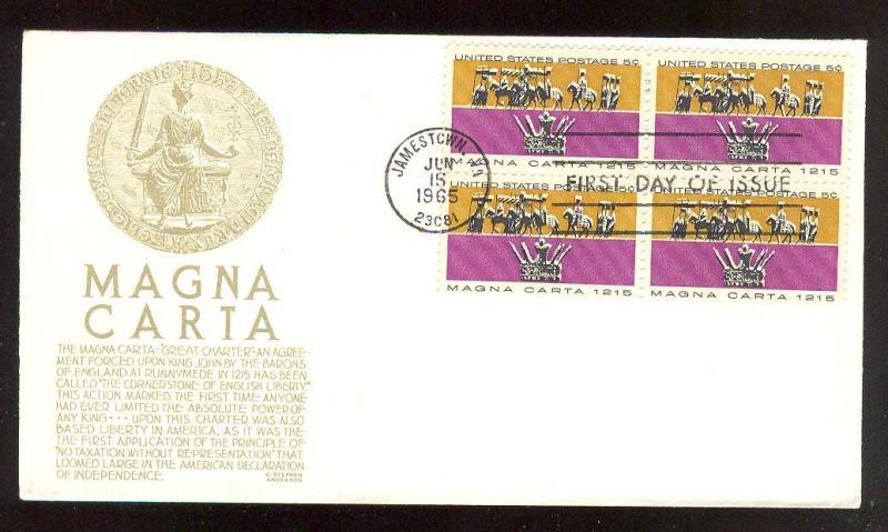 US Sc# 1265 FDC Magna Carta King John Crown Anderson