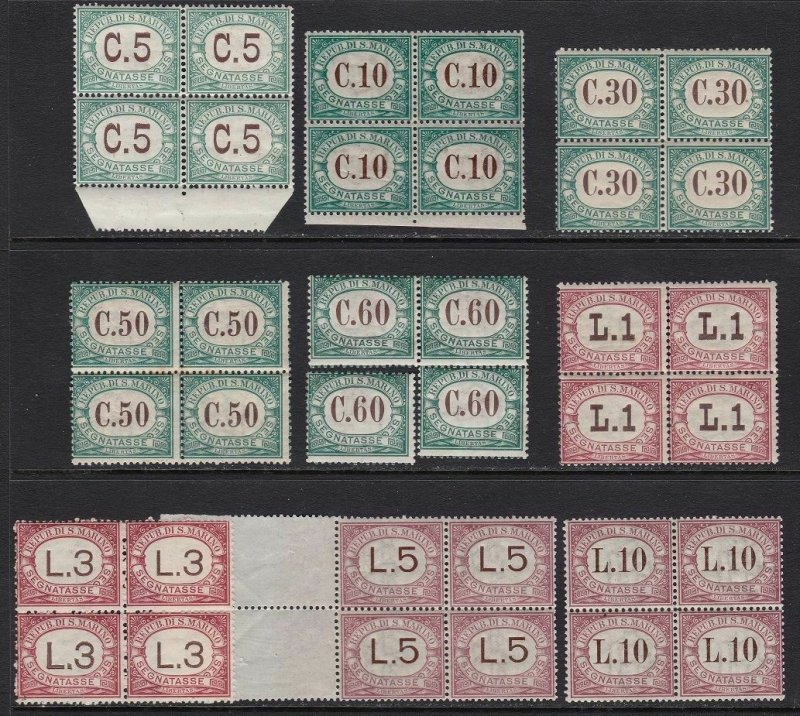 1897-1919 San Marino, Vat N°1/9 Series IN Quartina MNH