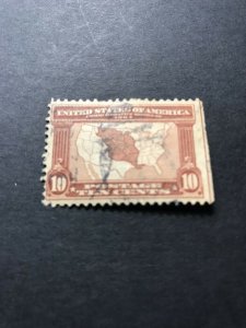 #327 1904 10 CENT LOUISIANA PURCHASE EXPO ISSUE USED -LITE CANCEL-Partial Gum