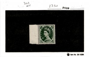 Great Britain, Postage Stamp, #303 Mint NH, 1952 Queen Elizabeth (AC)