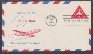 US Sc UC37 FDC. 1965 8c Jet Air Mail Entire, Fluegel Color Cachet, VF