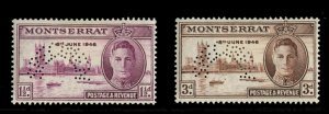 Montserrat #104-105S (SG 113-114s) Cat£85, 1946 Peace, set of two, perforate...