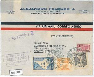 MAPS - COLOMBIA - POSTAL HISTORY  -  AIRMAIL COVER to ITALY - 1946