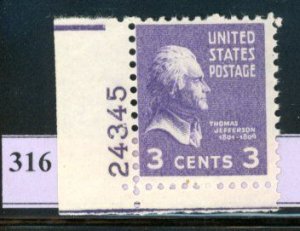 PKStamps - USA - 807 - MNH - Plate Number Single #29-316