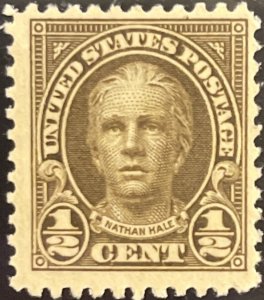 Scott #551 1925 ½¢ Nathan Hale perf. 11 MNH OG gum disturbance