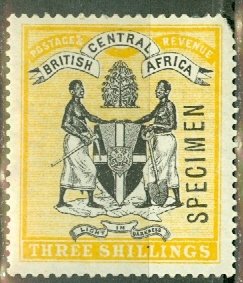 JN: British Central Africa 38 mint SPECIMEN overprint (Gibbons 60%) CV $135