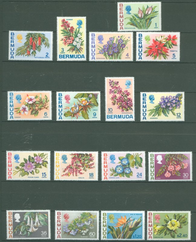 Bermuda #255-271 Mint (NH) Single (Complete Set) (Flora) (Flowers)