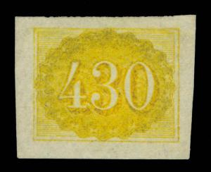 BRAZIL 1861 Coloridos  430r yellow  Scott # 40  mint MH XF stamp