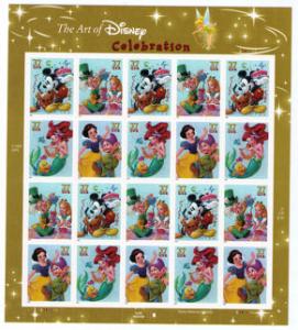 US # 3912-15, SA, Unused, Pn of 20, Disney Celebration