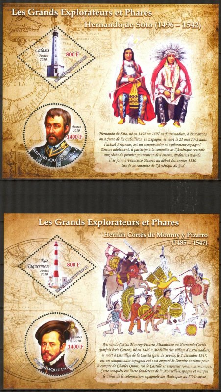 Mali 2010 Great Explorers & Lighthouses J. Cook 5 Sheets MNH 3 Scans