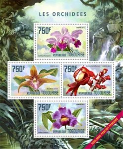 Togo - 2014 Orchids on Stamps - 4 Stamp Sheet - 20H-997