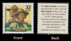 US 3183j Celebrate the Century 1910s Boy & Girl Scouting 32c single MNH 1998