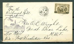 CANADA #C3 on SCARCE 1932 COVER TO GREAT BEAR LAKE NWT...NICE CACHET