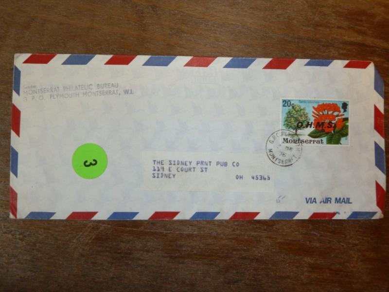 Montserrat  1976 OHMS 20c flower A/M cover to USA (59bea) 