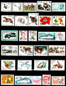 Poland ~ 27 Different 1980's Stamps ~ Used & CTO, MX ~ cv 5.40