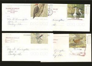 Canada Collection of 4 Different Birds of Canada 1990's #8 Envelopes Used