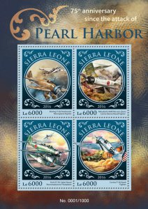 Sierra Leone Military Stamps 2016 MNH WWII WW2 Pearl Harbor Aviation 4v M/S