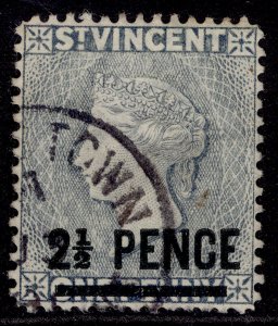 ST. VINCENT QV SG55, 2½ on 1d grey-blue, FINE USED.