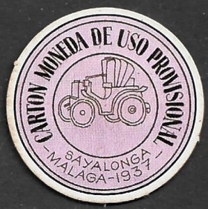 SPAIN CIVIL WAR 1937 Sayalonga 40c Coin Stamp CAR AUTOMOBILE Topical