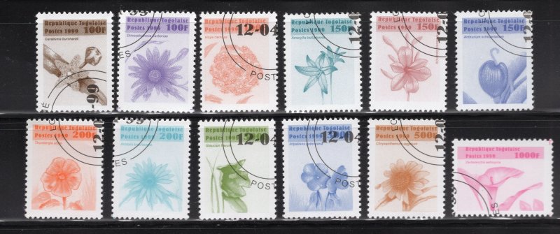 Togo 1999 Set of 12 Flowers, Scott 1862-1873 CTO, value = $11.75